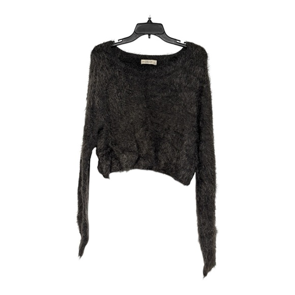 Abercrombie and Fitch Fuzzy Cropped Dark Green Sweater Size Large - Picture 1 of 5